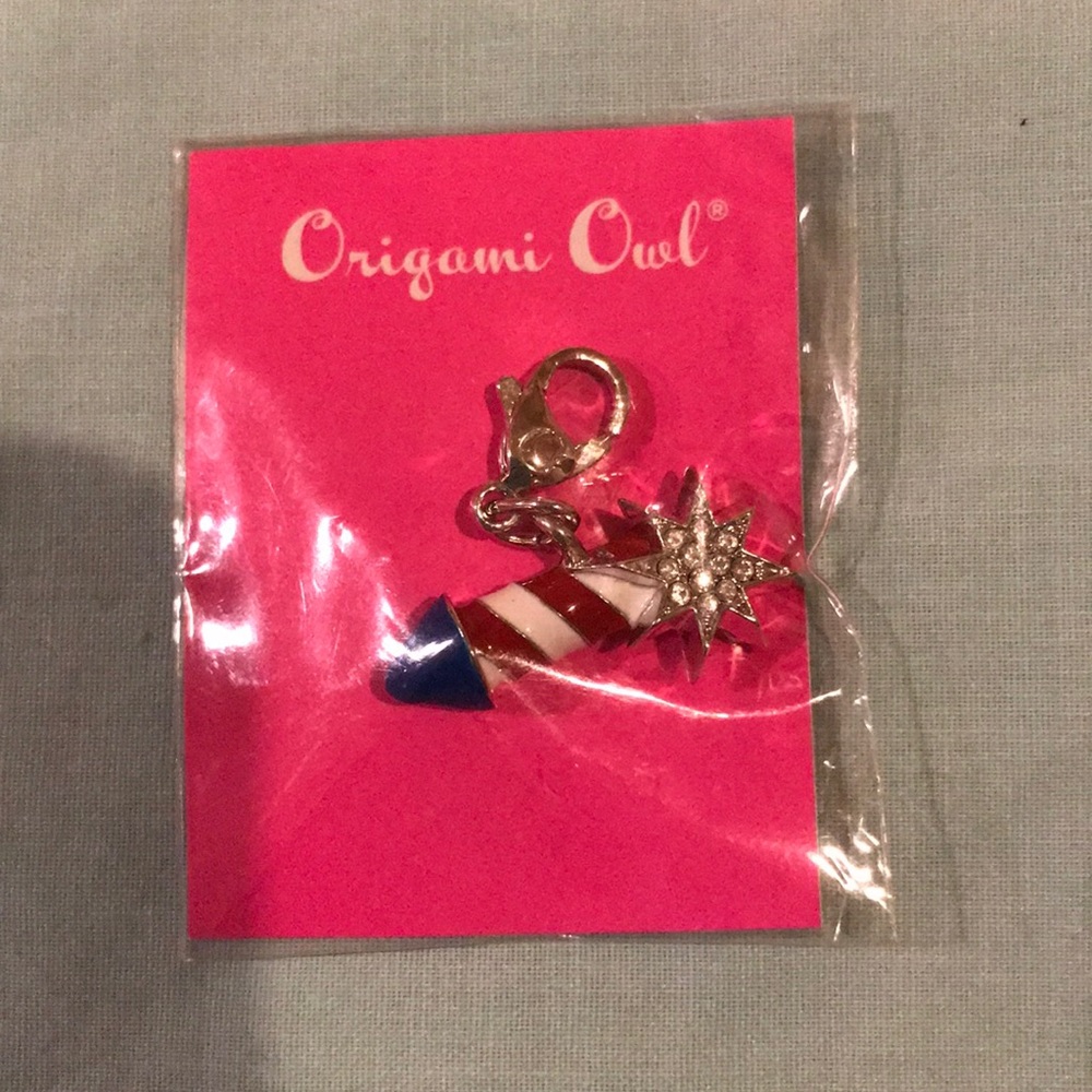 Origami Owl Patriotic Pendant Swarovski Crystals